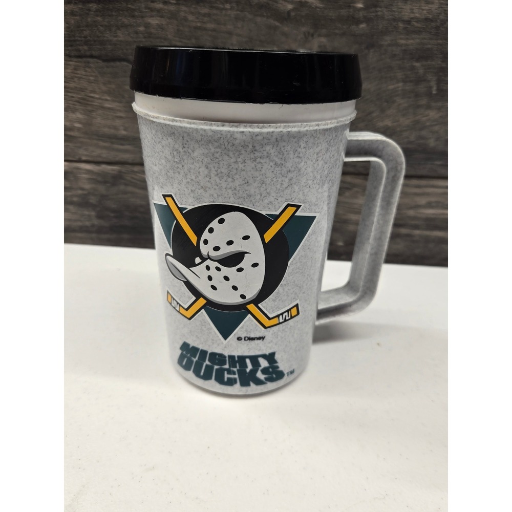 Vintage 1993 Mighty Ducks NHL Travel Mug Betras Anaheim Hockey‎ Disney 90s Cup